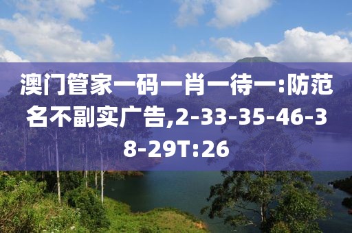 澳门管家一码一肖一待一:防范名不副实广告,2-33-35-46-38-29T:26